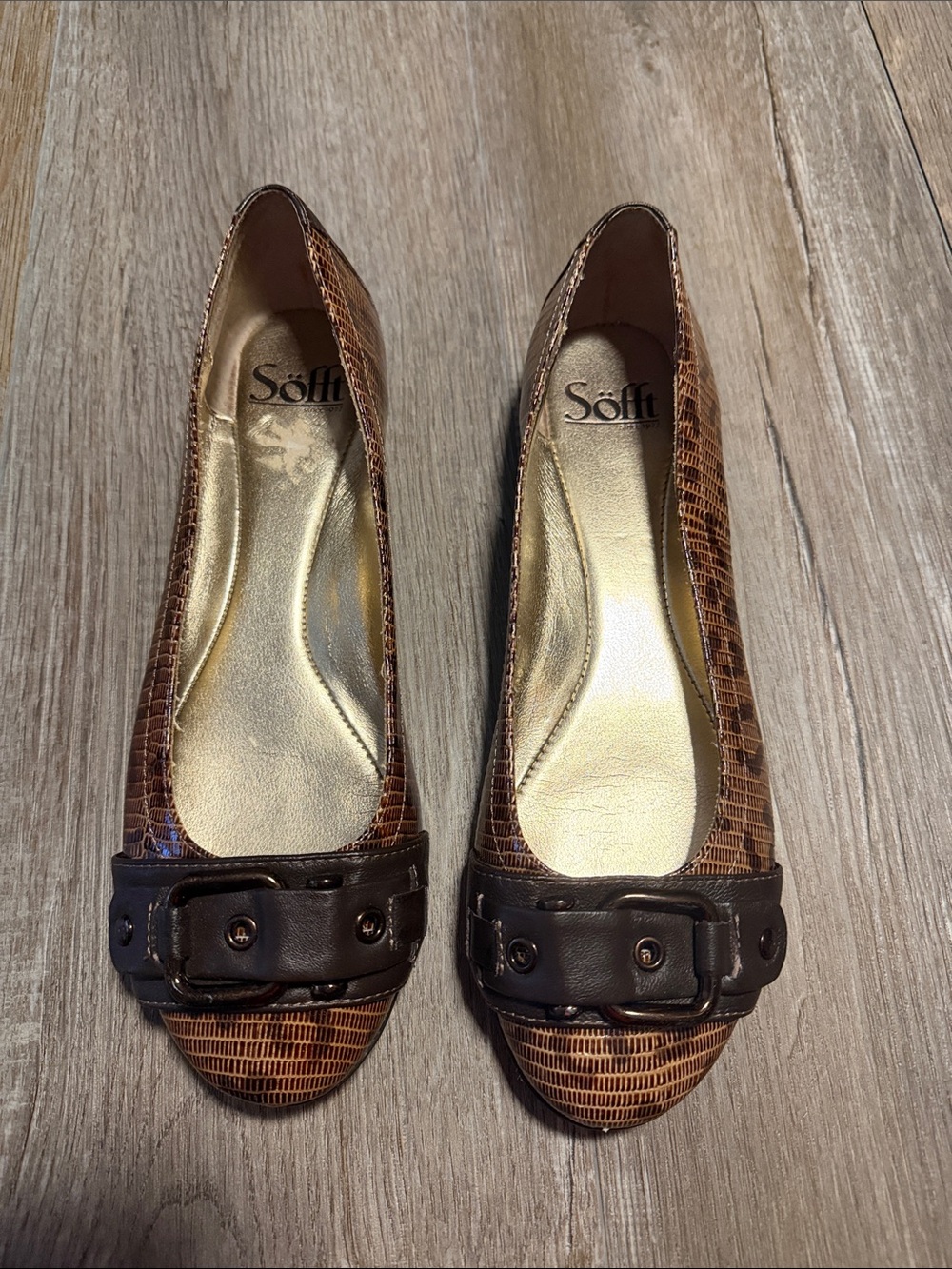 Söfft Mytalini animal-print flats with metallic decorative buckle